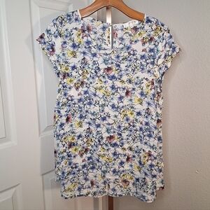 Kenar Floral Blouse Juniors XL Keyhole Back